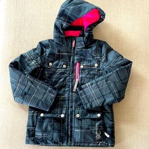Girls Spyder Ski Jacket in Dark Gray with Pink Interior Size 8